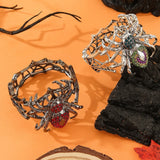 Halloween Jewelry Fun Quirky Alloy Rhinestone Spider Elastic Adjustable Bracelet Bangle For Women Party Accessories