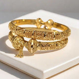 Luxury Dubai 24k Real Gold Plated Women's Bracelet Designer Copper Charm Bangles Indian Jewelry Accessories Gifts Trends 2025