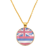 Anniyo America Guam and Hawaii Flag Pendant Necklaces for Women Men United States Jewelry #D0080