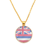 Anniyo America Guam and Hawaii Flag Pendant Necklaces for Women Men United States Jewelry #D0080