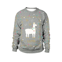 Men Women Llama Ugly Christmas Sweatshirt 3D Funny Print New Year Eve Xmas Sweater Couples Pullover Holiday Party Jumper Tops