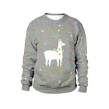Men Women Llama Ugly Christmas Sweatshirt 3D Funny Print New Year Eve Xmas Sweater Couples Pullover Holiday Party Jumper Tops