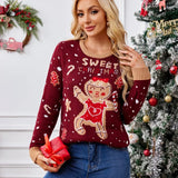 2025 New Year's Clothes Women's Christmas Sweater Cute Soft Knitwear Full Sleeve Casual Loose Xmas Outfit Jumpers Femme Pullover