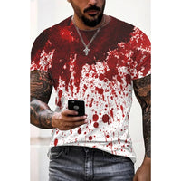 Bloody print men's T-shirt problem solved T-shirt fashion horror Halloween short sleeved top casual round neck oversized T-shirt