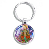 Hinduism Keychains Ganesha Vishnu Goddess of Kashmi Wealth Shiva Amulet Key Chain Glass Dome Keyring India Buddhism Jewelry Gift