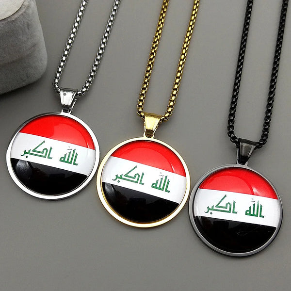 Fashionable Iraqi Time gemstone round pendant necklace, versatile for both men and women, collarbone festival accessory