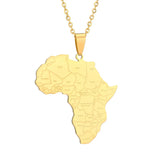 Titanium Steel Glossy Africa Nigeria Ghana Somalia Famous Ethnic Style Africa Map Country Names Pendant Necklace