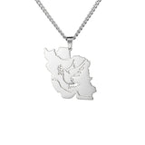 EUEAVAN Iran Map Pendant Necklace Stainless Steel Peace Dove Olive Branch Persian Calligraphy Necklaces Iranian Country Jewelry