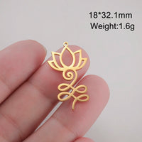 Dawapara Unalome Pendant OM Lotus Flower Charm for Jewelry Making Stainless Steel Spiritual Yoga Symbol Buddhism Accessories