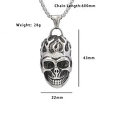 Gothic Dominating Skull Pendant Stainless Steel Vintage Men's Punk Rock Flame Skull Necklace Trendy Popular Jewelry Dropshipping