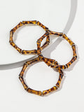 3pcs Leopard Acrylic Bamboo Women's Hand Bracelets Retro Stack Thin Tube Beaded Elastic Bracelet Bangle Couple Jewelry Gift
