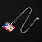 2024 New fashion stainless steel Puerto Rico Flag necklace for women and men couples ethnic style accessory collarbone chain ann