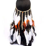 Fashion Boho Style Feather Headband Hairpiece Beads Feather Headdress Handmade Girls Hair Accessories High Quality