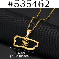 Anniyo(1Piece)Puerto Rico Map Flowers Masks Traditional Symbol PR Frog Necklaces For Women Girls Stainless Steel Jewelry #520462