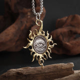 Retro Gothic Sun God Necklace All Seeing Eye Pendant Men's Punk Personality Charm Fashion Trend Amulet Jewelry