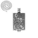 Vintage Square Pendant 925 Silver Fresh Lotus Flower Necklace Openable Can Open Creative Neutral Style Keel Chain Jewelry Gift