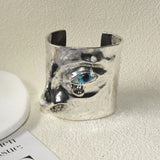 Metal Exaggerated Open Bangle Five Senses Europe American Style Alloy Plated Eyes Bracelets Unique Wide Geometric Cuff Bangles