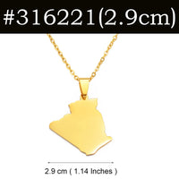 Anniyo 2.9cm Algeria Map Pendant Necklaces for Women Men Ethnic Jewelry Stainless Steel Algérie #316221