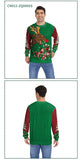 Men Women Xmas Sweatshirt 3D Christmas Wine Glass Bell The Gingerbread Man Print Ugly Christmas Sweater Holiday Party Jumper Top