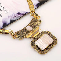 Bohemia Ethnic Vintage Alloy Acrylic Sheet Statement Choker Necklace And Earrings Jewelry Set For Women Party Accessories