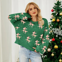 New Year's Party Look Women's Christmas Sweaters Full Lantern Sleeve Knitwear Soft Jumper Merry Xmas Female Knitted Pullover Top