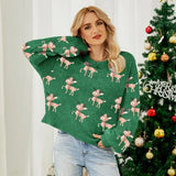 New Year's Party Look Women's Christmas Sweaters Full Lantern Sleeve Knitwear Soft Jumper Merry Xmas Female Knitted Pullover Top