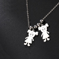 Personalized Boy Girl Necklace Custom Chain Name Mother Father Day Kid Family Gift For Women Men Stainless Steel Pendant Jewelry