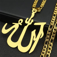 Muslim Quran Ali Zulfiqar Sword Pendant Necklace for Women Men Stainless Steel Silver Color Islamic Knife Chain Jewelry ZZZ772