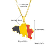 Stainless Steel Enamel Belgium Map Flag Pendant Necklace Unisex Couple Ethnic Patriotic Jewelry Gift Hot Sale European American