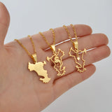 Anniyo Mayotte With Heart Flag Hippocampus Map Pendant Necklaces for Women Girls France Jewelry #012962