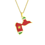 2024 new fashion stainless steel French Guadeloupe map flag pendant necklace temperament everything collarbone chain birthday an