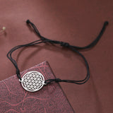 LIKGREAT Flower of Life Round Stainless Steel Bracelet Gold Color Charm Bracelets for Women Men Chain Fashion Jewelry Gifts