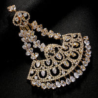 New Style Fashion Bohemian Zircon Cubic Fan Shape Hairpon Jewelry for Women Wedding Bridal Tassel Hair Accessories Wholesale