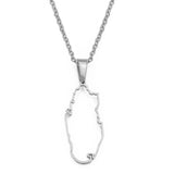 Anniyo (SMALL SIZE) Gold Color/Silver Color Stainless Steel Outline Qatar Map Pendant Necklaces Women Qataris Maps #027321