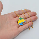 Anniyo Gabon Map Flag Pendant Necklaces Gabonaise Maps Gabonese Jewelry Stainless Steel Material #300401