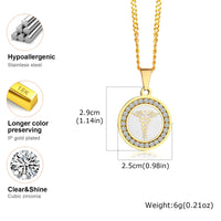 Men's Bible Verse Prayer Zircon Necklace,Stainless Steel Praying Hands Coin Medal Pendant Necklaces,Luxury Faith Jewelry Gift