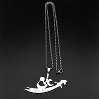 YA ALI Islamic Imam Ali Zulfiqar Sword Pendant Necklace for Women Men Stainless Steel Gold Color Quran Amulet Chain Jewelry