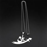 YA ALI Islamic Imam Ali Zulfiqar Sword Pendant Necklace for Women Men Stainless Steel Gold Color Quran Amulet Chain Jewelry