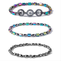 1/2/4/6Pcs Hematite Ankle Bracelet Colorful Elastic Anklet Bohemian Summer Beach Clothing Accessories Energy Hematite Jewelry