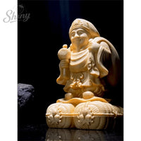 Hand Carved Wooden Daikokuten Statue Figurine - Japanese Seven Lucky Gods Wealth God Prosperity Fortune fengshui Ornament