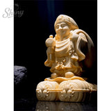 Hand Carved Wooden Daikokuten Statue Figurine - Japanese Seven Lucky Gods Wealth God Prosperity Fortune fengshui Ornament