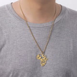 My Shape Africa Map Lion Elephant Monkey Giraffe Pendant Necklaces Men Women Stainless Steel Animal Chain Choker African Jewelry
