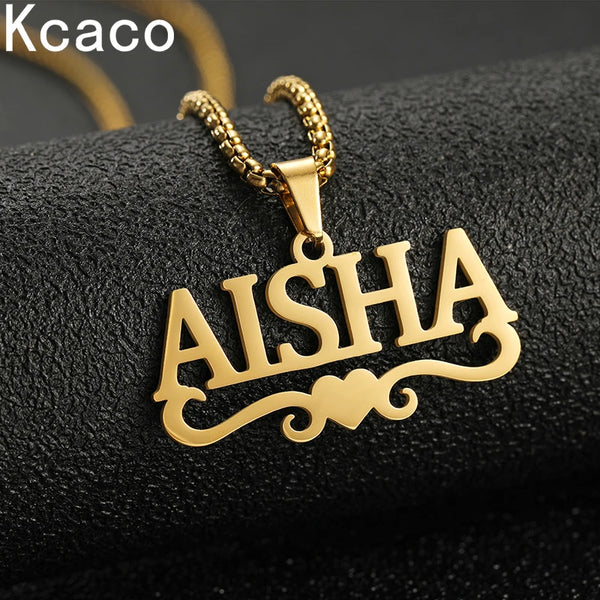 Customized Name Necklaces Pendants for Men Women Personalized Custom Gold Plated Pearl Chain Stainless Steel Nameplate Jewelry
