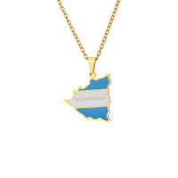 2024 new fashion stainless just Nicaragua map flag pendant necklace temperament everything collarbone chain birthday anniversary