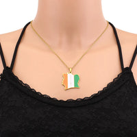 2024 new fashion stainless Cote d 'Ivoire map with flag pendant necklace temperament everything collarbone chain birthday annive