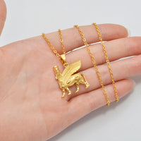 Anniyo 2.5CM Ashur Pendant Necklaces Lama,Lamma,Winged Bull Lamassu is an Assyrian Protective Deity Jewelry #343906