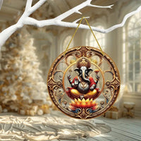 Vibrant Ganesha-The God of Wisdom Suncatcher,2D Round Translucent Hanging,home,room,Hinduism Religious Occasions&Festive Decor