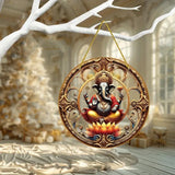 Vibrant Ganesha-The God of Wisdom Suncatcher,2D Round Translucent Hanging,home,room,Hinduism Religious Occasions&Festive Decor