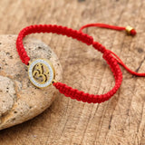 Handmade Red Rope Knots Pave Zircon OM Braided Bracelet Buddhist Lucky Charm Bracelets & Bangles For Women Men Gift