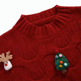 Sueter Mujer 2024 Korean New Sweater Women O Neck Christmas Cartoon Design Knitted Top Cute Fairycore Fashion Pullover CR3335